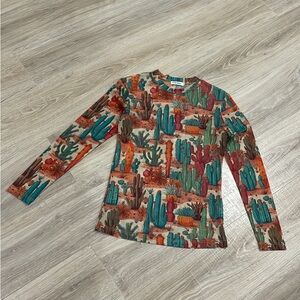 Cactus Print Long Sleeve Top
